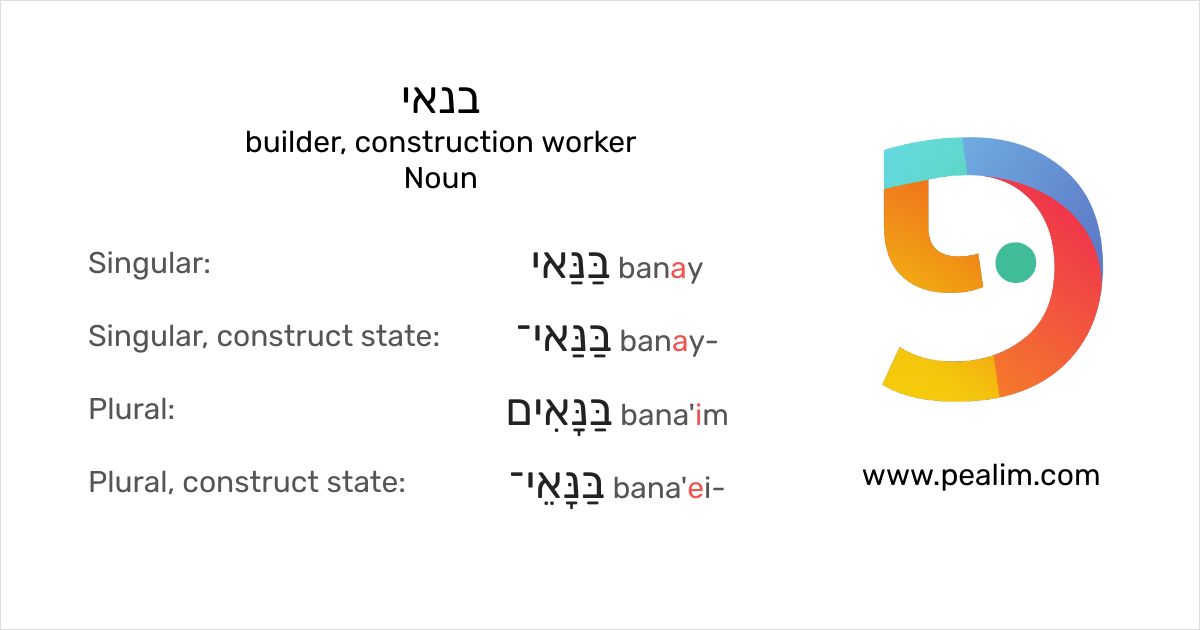 בנאי – Builder, Construction Worker – Hebrew Conjugation Tables